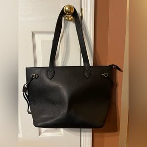 NWOT Black Leather Tote Bag